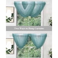 thumbnail image 4 of Turquoise Ombre Sheer Waterfall Valance Curtains for Window, Teal White Gradient Modern Abstract Art Rod Pocket Sheer Topper Swag Curtains for Living Room, Kitchen 38.5"W x 47.2"L, 2 Panels, 4 of 7