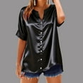 thumbnail image 4 of BLVB Summer Satin Shirts for Women V Neck Button down Silk Tops Casual Loose Dressy Work Office Blouses, 4 of 5