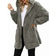thumbnail image 3 of Womens Fleece Zip Up Jacket with Pockets Oversized Long Hoodie Fuzzy Long Sleeves Jackets Warm Teddy Coat Medium Gray M, 3 of 8