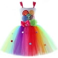 thumbnail image 6 of SRZYMJ Girls Party Dress Candy Rainbow Tutu Performance Elegant Lollipop Net Skirt for j-Multicolour 10-12 Years, 6 of 9