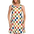 thumbnail image 1 of Disketp Floral Checkerboard para Vestido sin Mangas para Mujeres, Vestidos de Verano para Mujeres, Casual y Holgado para la Playa, 1 of 7