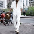 thumbnail image 5 of Traje informal de hombre con cuello alto monocromático de dos tonos a rayas, manga larga y pantalón, ropa deportiva de calle para primavera y otoño, 5 of 5