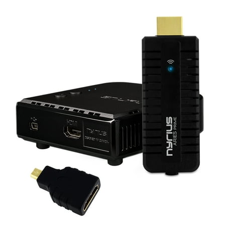 Nyrius ARIES Prime Digital Wireless HDMI Transmitter & Receiver System for HD 1080p 3D Video Streaming, Laptops, PC, Cablebox, Satellite, Blu-ray, DVD, PS3, Xbox (NPCS549) - BONUS HDMI to Micro