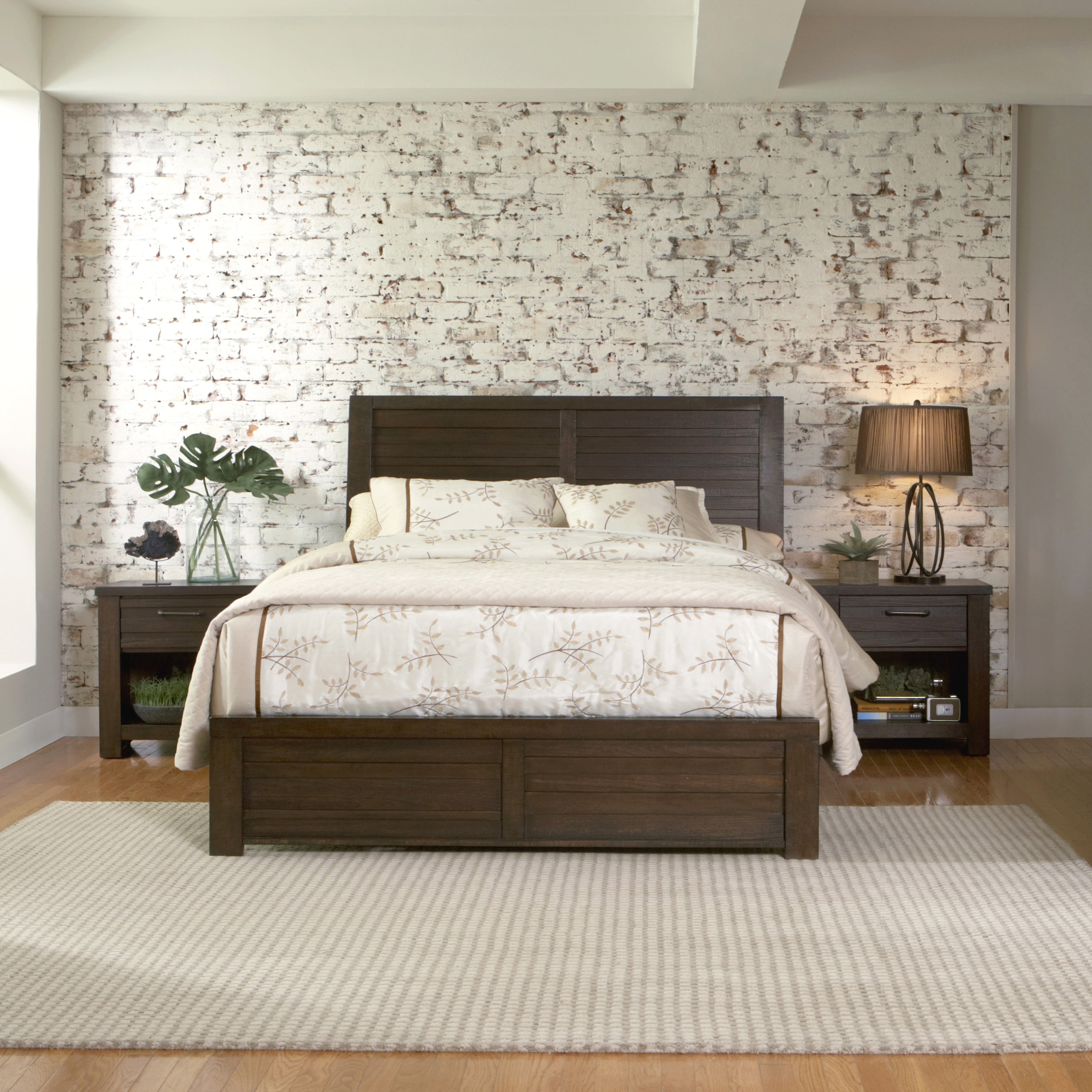 Sedona Transitional Wood Bedroom Set, Panel King Bed with Two ...