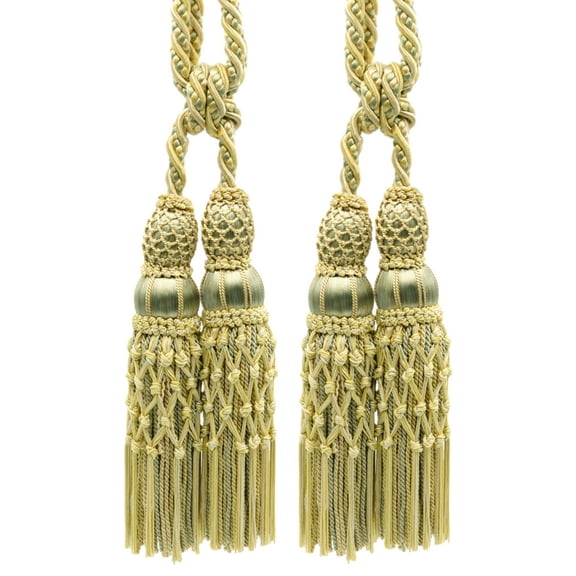 DECOPRO Exquisite Curtain & Drapery Double Tassel Tieback Elegantly Handcrafted to Perfection, Tassel Length 10" (25cm), Spread 38" (96.5cm) # TBEL102, #EL07 Set of 2