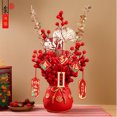 thumbnail image 6 of Lunar New Year Decoration Table Ornament Festival Gift Traditional with Hanging Pendants Vivid Artificial Floral Pot Decor A, 6 of 10