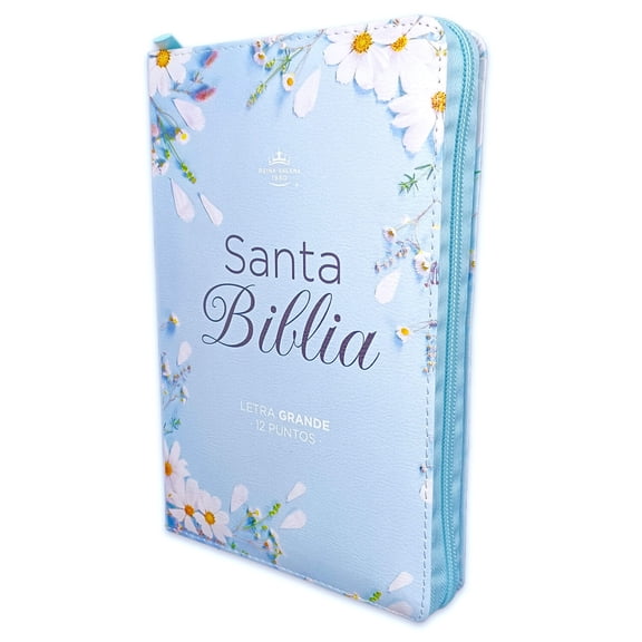 Biblia para Mujer con Cierre Letra Grande 12 puntos RV1960 imit. piel margaritas con indice