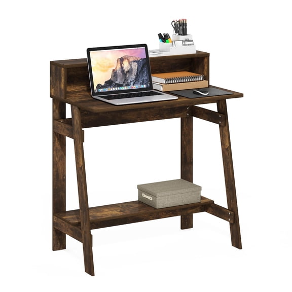 Amber Pine 32 Wide Computer Desk with Monitor Stand, A-Frame Gaming Table