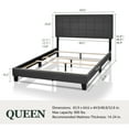 Amolife Queen Size Fabric Upholstered Panel Bed Frame with Adjustable