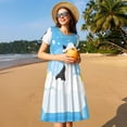 thumbnail image 4 of Naloa Collie in Bathtub Print Womens Summer A-Line Dress with Pockets,Short Sleeve Dresses,Flowy Beach Swing Dress for Vacation Travel, 4 of 6