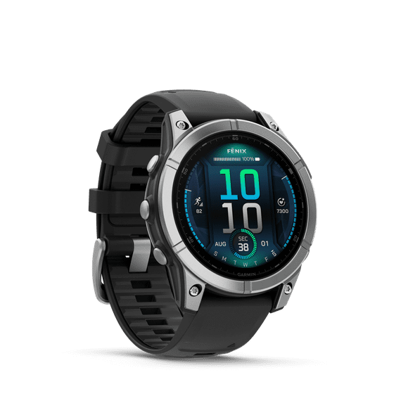 Garmin fēnix E AMOLED GPS Smartwatch 47 mm - Military Spec 810, Multi Sport, Compass, Gyroscope and Barometric Altimeter | Stainless Steel with Black Silicone Band