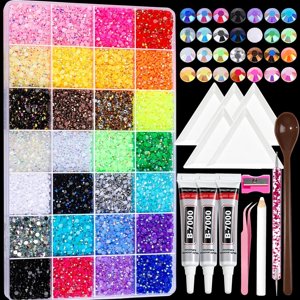 Bedazzling Kit 28 Colors Rhinestones Kit 30000Pcs Flatback Rhinestones