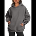 thumbnail image 4 of Sudadera Informal de Larga con Capucha para Mujer, Jersey de y Otoño con Bolsillos. Gris Oscuro XL, 4 of 9