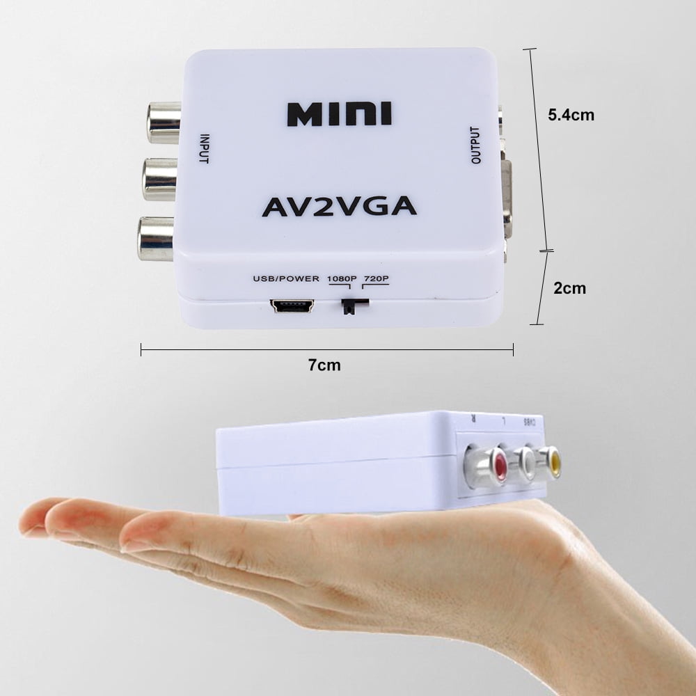 Mini AV2VGA Video Converter Convertor Box AV RCA CVBS to VGA Video Converter Conversor with 3.5mm Audio to PC HDTV Converter Walmart