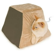 Angle View: K&H Pet Products Thermo-Kitty Cabin Cat Bed, Mocha
