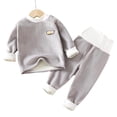 thumbnail image 3 of Cethrio Girls Thermal Pajama Sets, Long Sleeve Pullover 2 Piece Winter Girls' Sleepwear Gray Size 2-3 T, 3 of 5