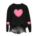 thumbnail image 6 of Amidoa Valentines Womans Tops Oversized Pullover Black Sweatshirts Going out Heart Crew Neck Tees Women's Sweatshirt S, 6 of 6