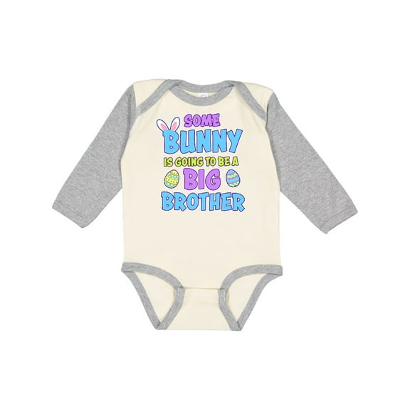 Inktastic Some Bunny is Going to Be a Big Brother with Bunny Ears and Eggs Boys Long Sleeve Baby Bodysuit