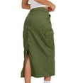 thumbnail image 5 of Inleife Women Summer Fashion Skirt High Waist Button Zipper Pockets Skirts Green S, 5 of 7