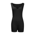 thumbnail image 4 of Women One Piece Knit Ribbed Short Catsuit Bodycon Sleeveless V Neck Tank Top Workout Jumpsuits Rompers Playsuit, 4 of 6