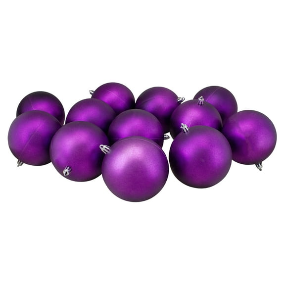 Northlight Matte Purple Plastic Matte Purple Shatterproof Christmas Ball Ornaments, 12 Count (4")