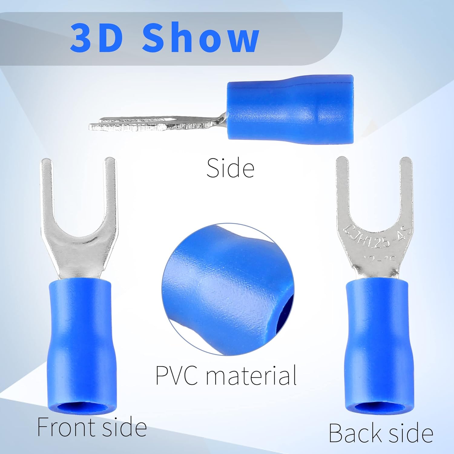 1.25-422-16 blue insulated fork fork terminal wire connector, electrical crimp terminal, 500 pieces