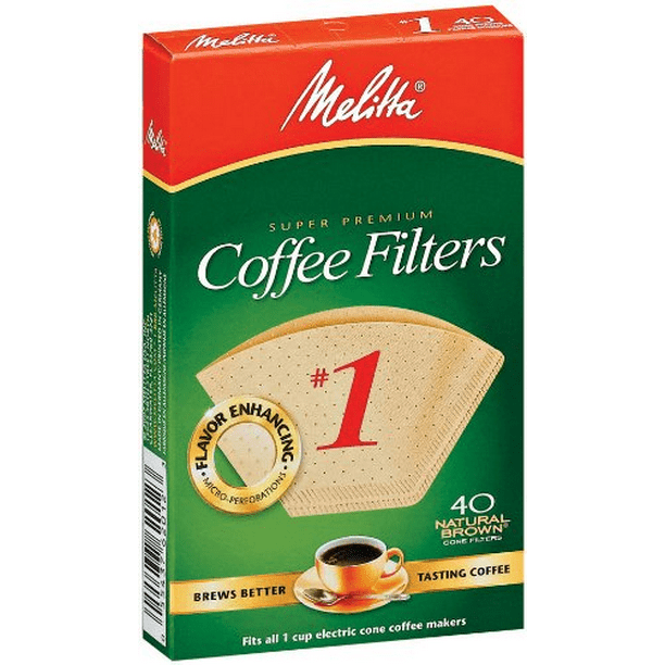 Melitta Super Premium 1 Cone Paper Coffee Filters, Natural Brown, 40