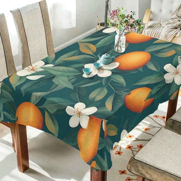 Yayeee Tablecloths 54" x 54" Rectangle Wrinkle Resistant Party Table Cover, Floral Orange Pattern