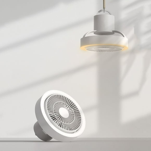 Xihbxyly Ventilador de Techo Recargable Por Usb, Portátil para Interiores y Exteriores con Luz Nocturna, 3 Velocidades Ajustables, Luz Cálida Regulable, Multifunción para Oficina, Hogar y Camping, 19