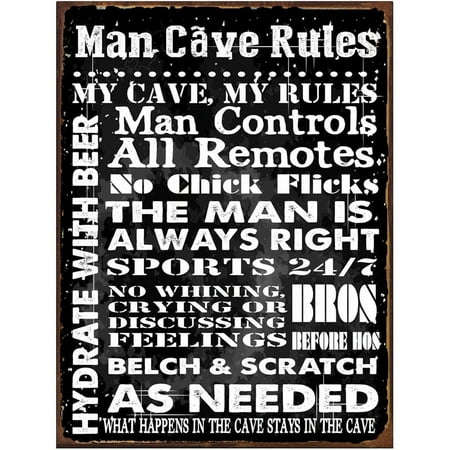 Man Cave Rules Metal Sign