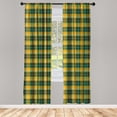 thumbnail image 2 of Ambesonne Scottish Tartan Curtains, Vintage Plaid Art, Pair of 28"x84", Orange Forest Green and Teal, 2 of 4