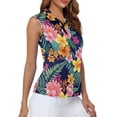 thumbnail image 4 of HUIACONG Sleeveless Golf Shirts with Tropical Floral Pattern, Women's Sleeveless Golf Shirt for Outdoor Tennis Hiking and Sport Activities, 4 of 7