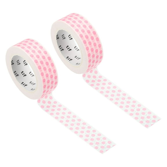 Uxcell Washi Tape 0.59 Inch x 10.93 Yards, 2 Roll Self Adhesive Dots Pattern Sticker Pink