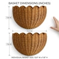thumbnail image 3 of Scalloped Wall Basket Handwoven Natural Rattan Storage Organizer with Sturdy Metal Frame, Nordic Style Wicker Decor for Wall Storage, 3 of 7