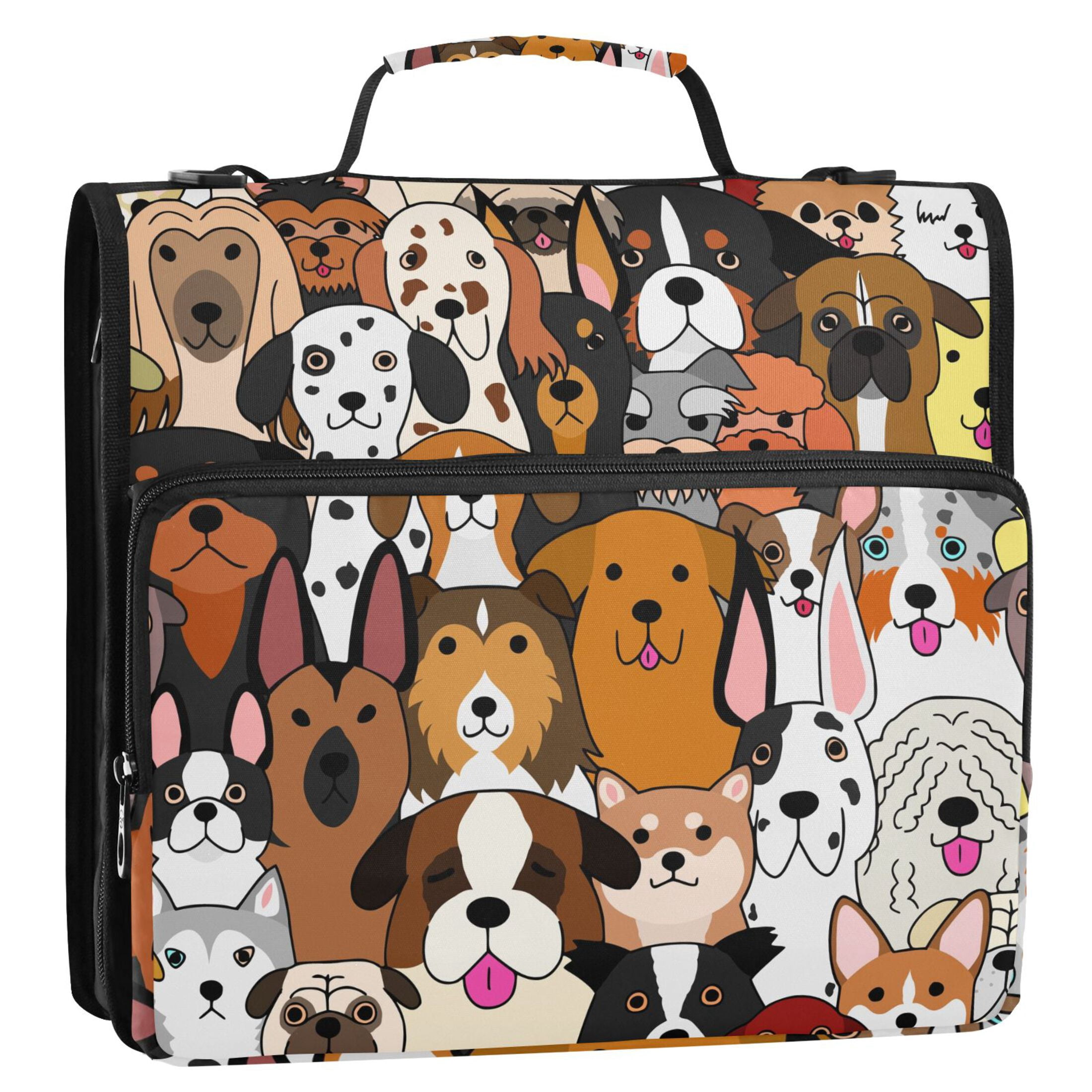 ALAZA Zipper Binder Cute Doodle Dog Animal 3 Ring Trapper Keeper File Folder Organizer Bag