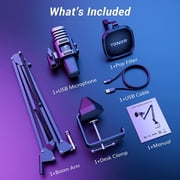 TONOR USB Gaming Microphone, RGB Streaming Microfono Set, PC Podcast Recording Computer Mic TC30S+