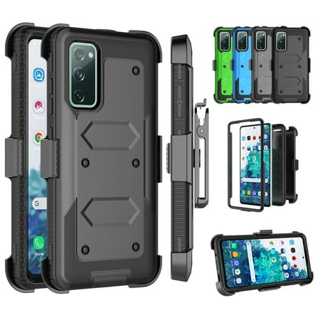 Galaxy S20 FE 5G Case Clip Belt Holster, Takfox Shockproof Swivel Defender Heavy Duty Armor Protective Cases & 2 Pcs Screen Protector Kickstand Rugged Cover For Samsung Galaxy S20 Fan Edition - Black