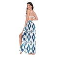 thumbnail image 3 of FORMRS Womens Long Sarong Beach Wrap Semi-Sheer Bikini Skirt Bathing Swimsuit Cover Up, Blue Mosaic Pattern, 3 of 7