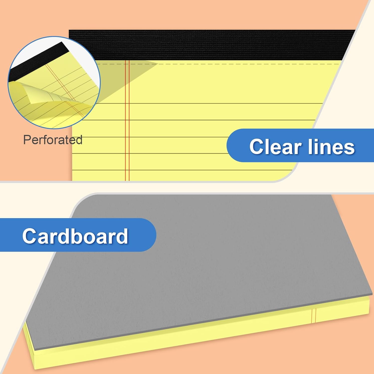 5" x 8" Yellow Legal Pads Writing 12 Pack of Notepad 80gsm Paper Small College Ruled Note Perforated Memo 30 Sheets Pad