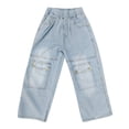 thumbnail image 7 of Shqvo Boys Cargo Wide Leg Denim Pants, Elastic Waist Loose Baggy Jeans for Kids Daily Street Casual Wear, 7 of 7