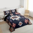thumbnail image 3 of Homewish Hippie Aztec Female Bedding Comforter Set, Vintage Western Navy Triangle Twin Comforter Sets, Bohemian Mandala Theme Reversible Bedding Set, Ultra Soft Bedroom Decor, 2-Piece, 3 of 8