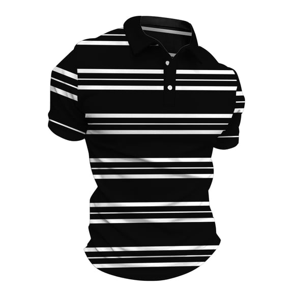 CONZONE Men's Polo Shirt Short Sleeve Casual Polo Shirt for Men Striped Breathable Loose Fit Cozy Summer Golf Shirts