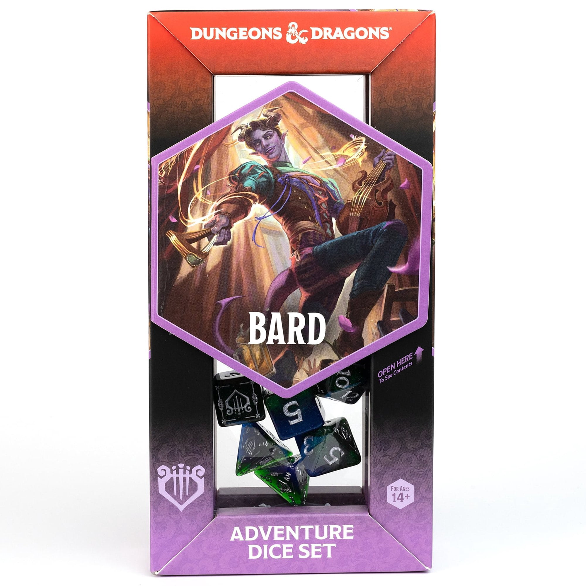 Dungeons & Dragons: D&D Adventure Dice: Bard - Blue & Green -15pc RPG Set, Class Symbols, Roleplaying Game Accessory, Sirius Dice, Officially Licensed