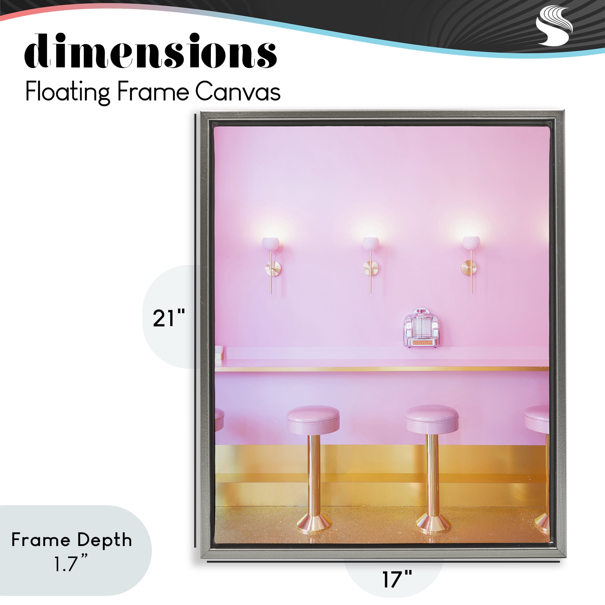 Stupell Industries Pink Retro Dessert Parlor Gray Framed Floater Canvas Wall Art, design by LISH Creative