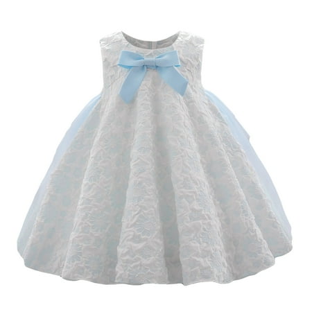 

Tosmy Girls Dress Infant Girl Bowknot Mesh Flower Dress Sleeveless Children Party Pageant Dress Kids Clothes