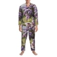 thumbnail image 3 of Balery Lilacs Teapot Scenic Painting Pijama para Hombre de Dos Piezas con Manga Larga, Conjunto de Dormir y Descanso Suave con Bolsillos-Large, 3 of 7