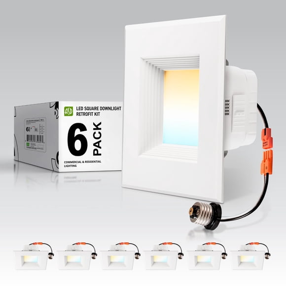 ASD Blanc 4 Pouces Rétroéclairage LED Carré Encastré - 9W 709LM 2700/3000/3500/4000/5000K Sélectionnable Dimmable LED Downlight, We
