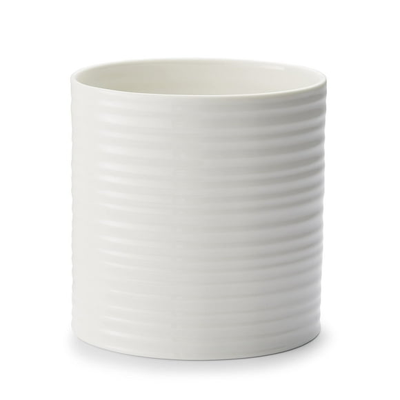 Portmeirion Sophie Conran White Oval Utensil Holder | 7.5 Inch Extra Large Utensil Crock for Kitchen Countertop and Home Decor | Made from Fine Porcelain