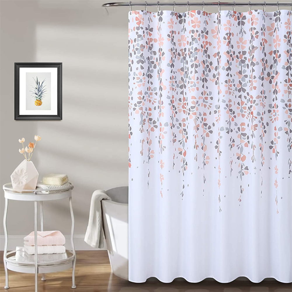 Details about   Floral Printed Shower Curtain Bathroom Waterproof Translucent with 12 Hooks Home 