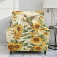 thumbnail image 2 of Psesaysky Sunflower Hummingbird Pattern Slipcovers for Recliners 4pc Elastic Sofa Cover Set with Side Pockets Thanksgiving Decor Fits Small Chairs Furniture Protection Easy to Clean, 2 of 7